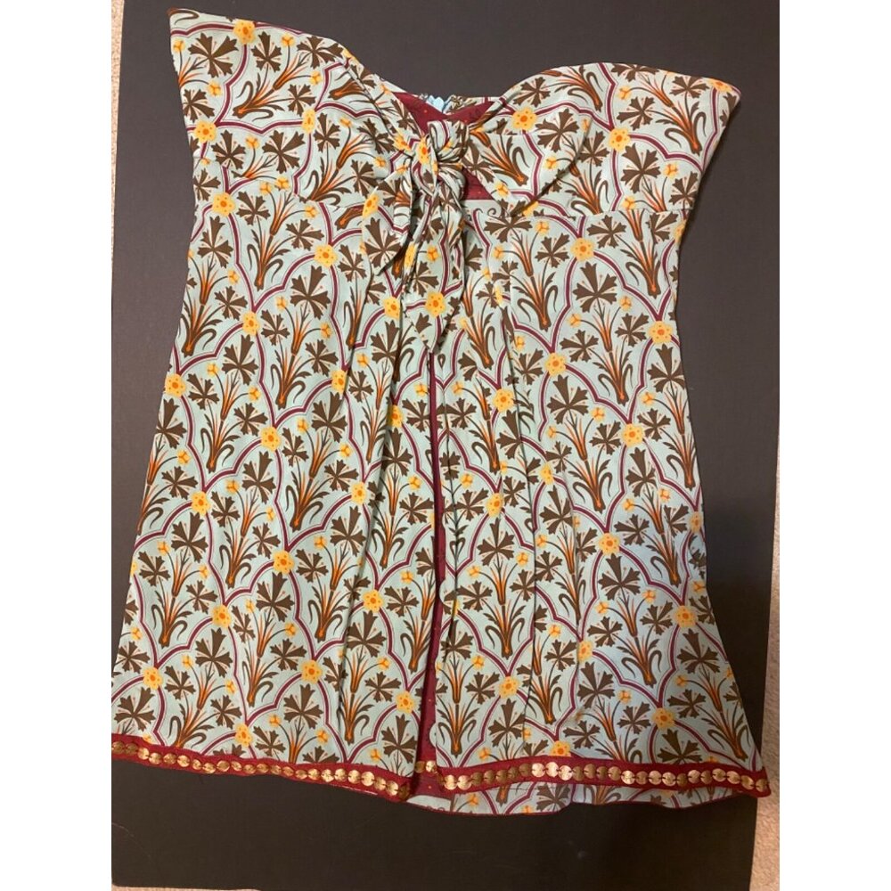 Tracy Reese NY Womens Top Blue Wine Gold 8 Medium Boned Bust Silk - Picture 8 of 9